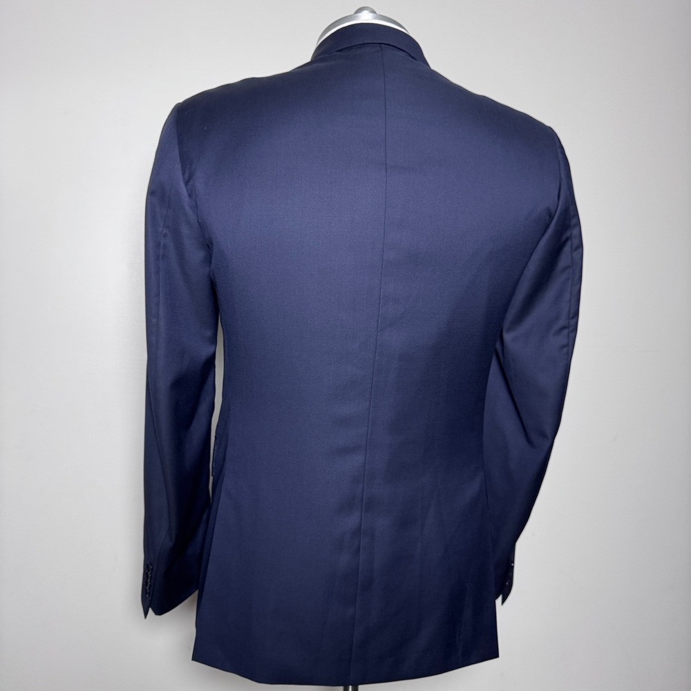 ISAIA Napoli Blazer Mens 56 8L US 46L Navy Blue Solid Aquaspider 160s Wool - Picture 3 of 6